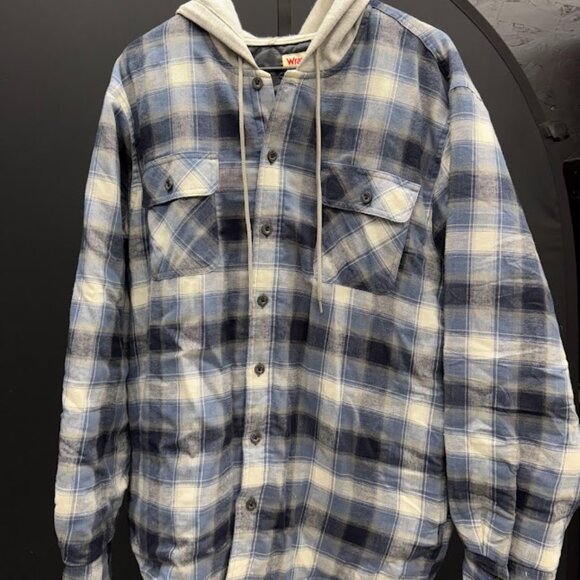 Wrangler Authentics Blue Flannel Insulated Hoodie - Picture 1 of 5